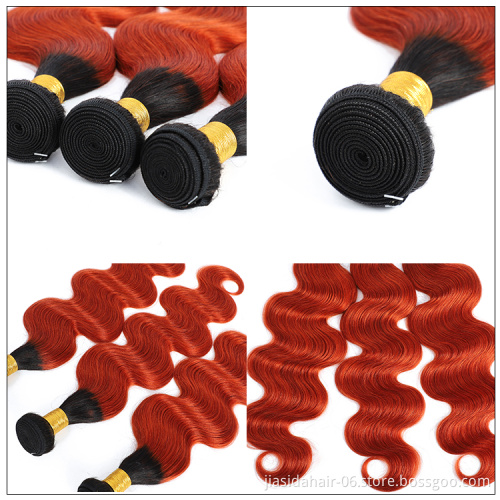 T1b/350 body wave wholesale human hair ombre hair bundles ,brazilian blue green Blond Brown virgin hair bundles with closure